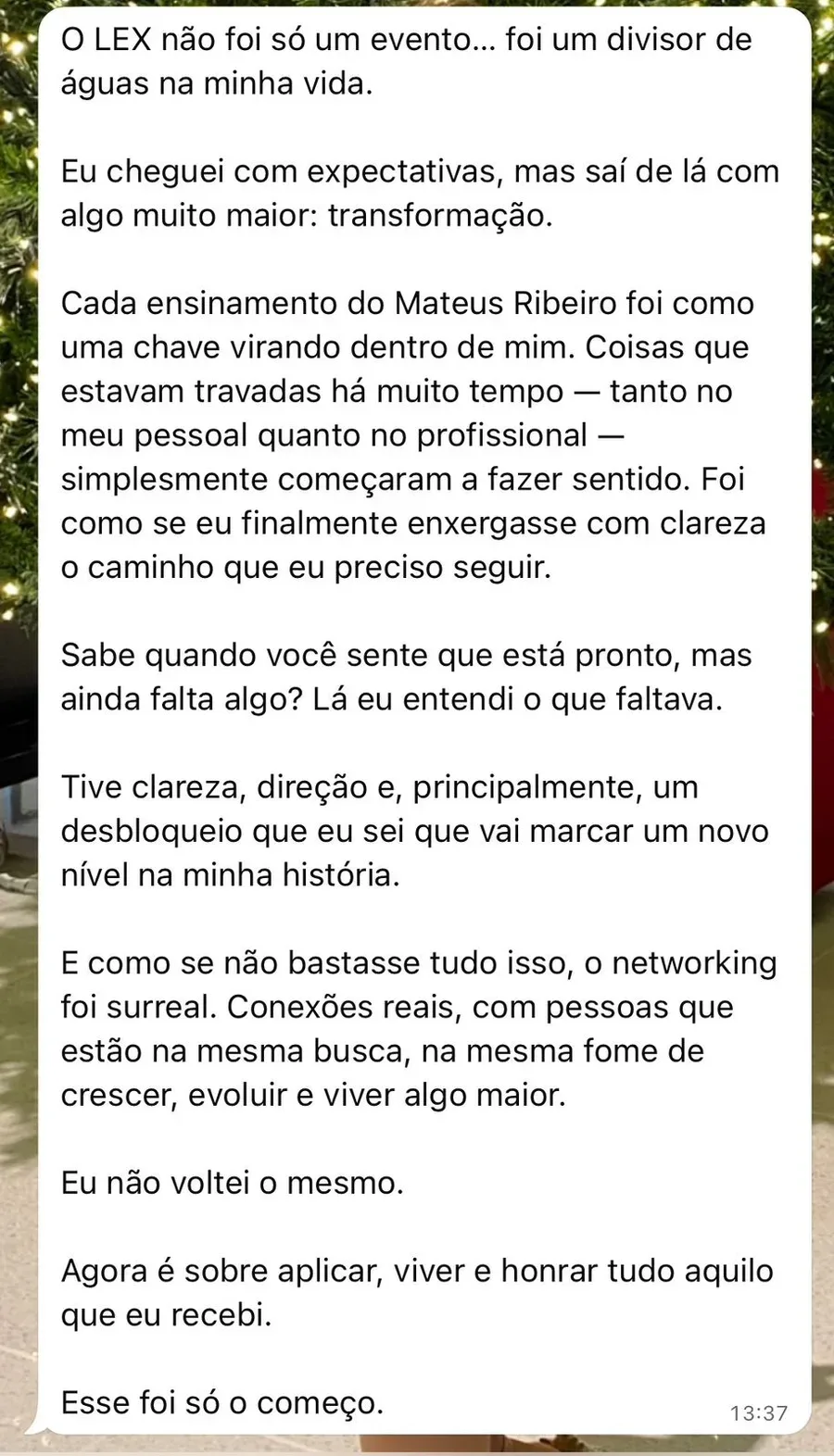 Depoimento sobre a formação LEX