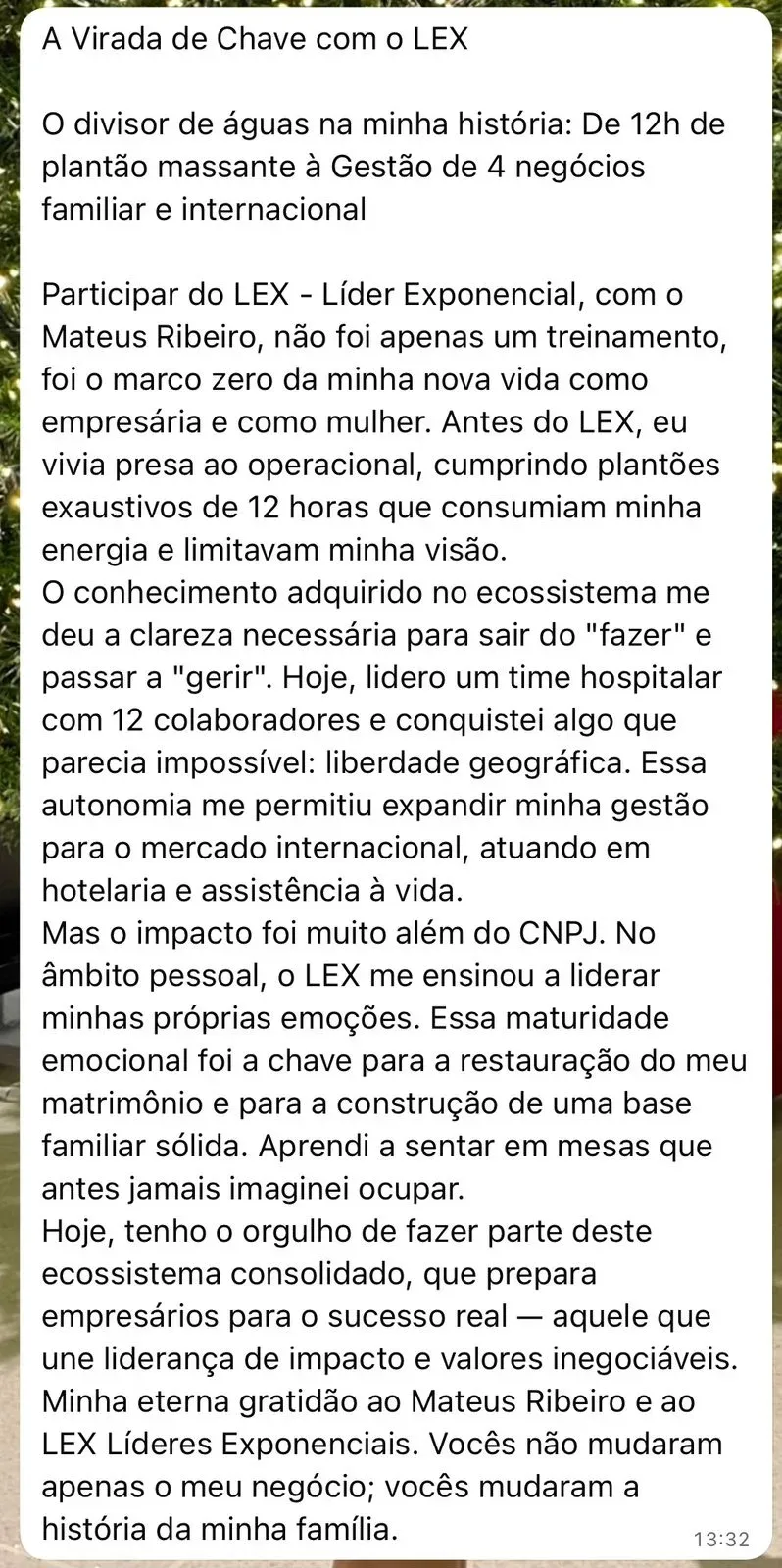 Depoimento sobre a formação LEX
